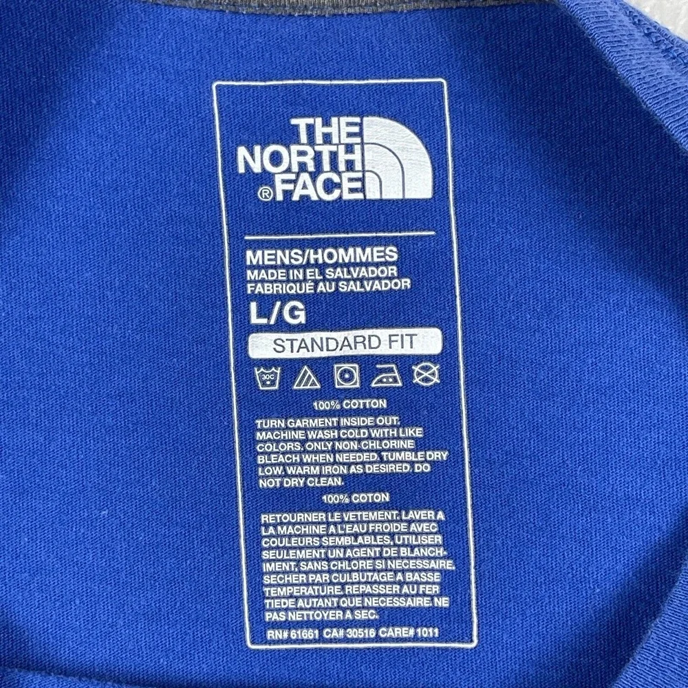 The North Face Shirt Mens Large Blue Outdoors 3D Block Logo Camp Hike Casual Tee